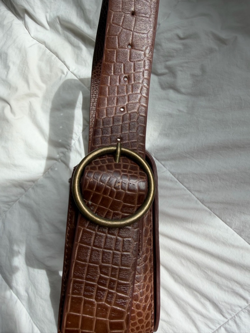St. Agni Bianca Croc Shoulder Bag - Picture 5 of 14